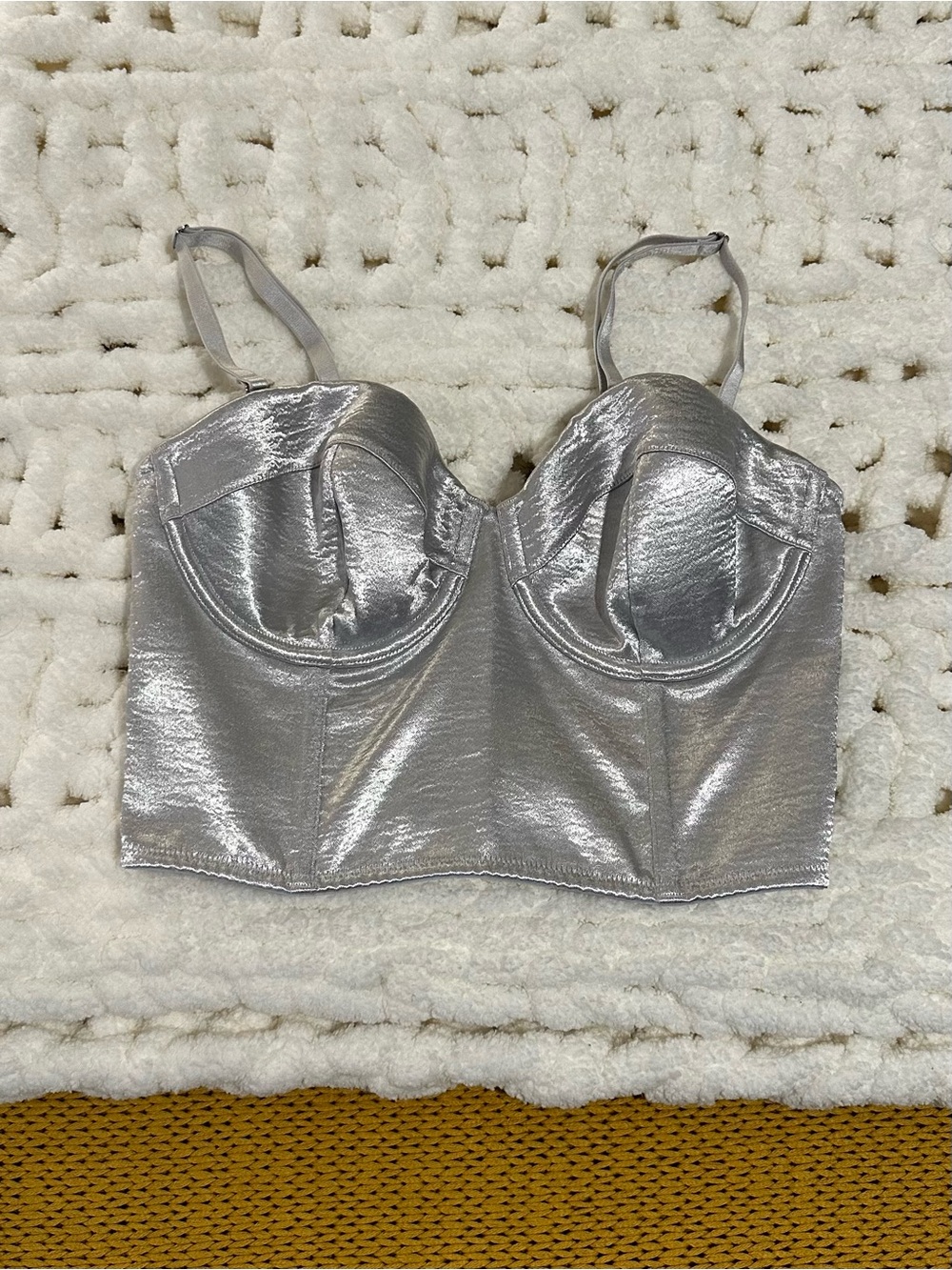 Victoria's Secret Silver Shimmer Bustier Crop Top